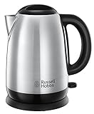 Russell Hobbs Wasserkocher [1,7l, 2400W] Adventure Edelstahl (Schnellkochfunktion, herausnehmbarer Kalkfilter, optim. Ausgusstülle, entnehmbare innenliegende Füllmengenmarkierung)Teekocher 23912-70