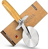 BAMBUA Pizzaschneider - [100% Plastikfrei] Pizzaroller mit edlem Bambusgriff - Hergestellt aus Moso-Bambus - Hochwertige Edelstahlklinge - Zum mühelosen Pizza schneiden - Premium Pizza Schneider