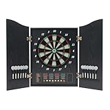 Mqwdxzfes Elektronische Dartscheibe Profi Set, Dartboard mit 12 Soft Dartpfeile & 88 Kunststoff Dartspitzen, Wandmontiertes Softspitzen Dartpfeil Set für 16 Spieler, 27 Spiele (Schwarz)