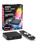 STRONG SRT420 4K Streaming Box Android TV Mit Ethernet-Port, DVB-T2, 2GB RAM + 16GB Speicher, Integriertem Chromecast, WiFi, Google Sprachassistent, HDR10+, Dolby Audio & Dolby Vision