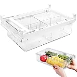 QINERSAW Ausziehbare Kühlschrank Organizer Schublade Kühlschrank Schublade Kühlschrankbox Kühlschrank Aufbewahrungsbox Schubladen Kühlschrank Ordnungssystem Fridge Organizer Gemüse Obst Eier Getränk