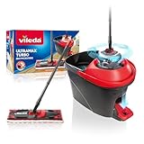 Vileda Ultramax Turbo 2in1 Bodenwischer Komplett Set | Wischmopp-System mit Teleskopstiel (75–130 cm), Mikrofaserbezug & Eimer mit Powerschleuder | Für Fliesen, Laminat & Parkett | Eco-Verpackung