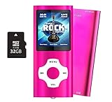 MP3 Player mit 32GB MicroSD Speicherkarte, Tabmart MP4 Musik Player Unterstützung Audio Player Media Player FM Radio E-Books Lange Akkulaufzeit 1,81 Zoll Farbdisplay Musik Player Rot