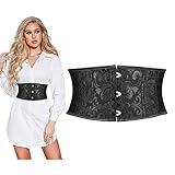 SUOSDEY Damen Schwarz Korsett Gürtel, Breite Taille Gürtel für Kleid Cosplay Krawatte Waspie Gürtel