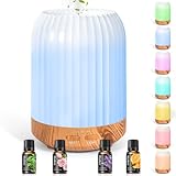 BUOAZR Aroma Diffuser, 250ML Diffuser mit Ätherische Öle, 7 Farben LED, Automatische Abschaltfunktion ohne Wasser, mit 3 Timer Funktion, Ultraschall-Luftbefeuchter für Zuhause Büro Oder Yoga