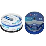 MediaRange BD-R Dual Layer 50GB 6-Fache Schreibgeschwindigkeit & Verbatim BD-R SL Blu Ray Rohlinge, Datalife Blu Ray Disc mit 25 GB Datenspeicher