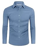 DEMEANOR Hemd Herren Stretch Langarm Slim Fit Hemden Businesshemden für Herren Bügelleichtes Freizeithemd