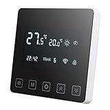 SWAREY WiFi Raumthermostat für Elektrische Fußbodenheizung, Thermostat Fußbodenheizung mit Touchscreen, Programmierbarer APP Steuerung, Kompatibel Alexa Google Home, 110~240V 16A, Schwarz