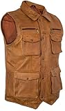 MDM Herren Leder-Weste aus echtem Lamm Nappa Leder (Schwarz, Braun) (Braun, 4XL)