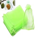 Traubenschutzbeutel, 17 x 23 cm Obst Schutzbeutel mit Zugband aus Organza, Weintrauben Schutzbeutel, Garten Netzbeutel vor Vögel Wespen Fruchtfliegen Insekten (30)