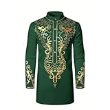 Caxndycing Afrikanischer Dashiki für Herren Gebetskleidung Für Männer Langarm Muslimische Kleider Retro Muslim Kaftan Abaya Dubai Robe Mittlerer Osten Ethnisch Kleidung