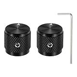 QUARKZMAN 2 Stück Aluminium Potentiometerknöpfe mit 6 mm Holedurchmesser, 17(AD) x16(H) mm Gitarre Knopf mit Schraubenschlüssel, Schwarz