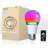 MOES Smart Glühbirne Matter E27, WLAN Alexa LED Lampe RGBCW, WW, mit Dimmbar, Musiksynchronisation, 16 Millionen Farben, kompatibel mit Apple HomeKit, SmartThings, Alexa, Google Home