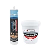 kör4u Schamottkleber beige + Fermit Schamottemörtel 1kg, Kleber für feuerfeste Bauteile, perfekt zur Reparatur von beschädigten Schamottsteinen (kör4u Schamottkleber + Fermit Schamottemörtel 1kg)