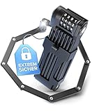 BÜCHEL Sekura Faltschloss Fahrrad | Sicherer Diebstahlschutz | Gehärteter Stahl | 85 cm Länge | Inkl. Halterung | Fahrradschloss für Bike, E-Bike & Motorrad (BASIC 100 cm Zahlencode)