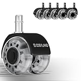 COSYLAND Bürostuhl Rollen 11mm x 22 mm - 5er Set Rollen für Bürostühle - Super Leise und Weiche für Hartböden, Parkett, Teppich, Laminat, Keine Bodenschutzmatte Nötig, Grau Doppelräder