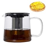 Premium Teekanne Glas, Hitzebeständig Glaskanne mit Deckel 1150 ml, Teekanne aus Glas mit Siebaufsatz, Teapot Tea Maker mit Edelstahl Filter Sieb Ideal zur Zubereitung von Losen Tees