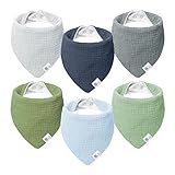 lulumoon Lätzchen Baby Dreieckstuch Baby Musselin Halstuch Baby für Junge und Mädchen (6 Stück, Fluss)