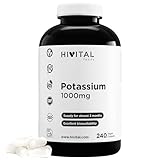 Kalium 1000 mg aus organisches Salz von Kaliumcitrat. 240 vegane Kapseln für eine fast 3-monatige Kur. Essentielles Mineral für den Körper. Hergestellt von HIVITAL