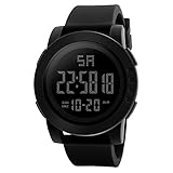 Uhr für Herren wasserdichte Militär-LED-Männer Sport Handgelenk Digital Luxusuhr Herrenuhr Herren Uhr Männer Edelstahl (Black, One Size)