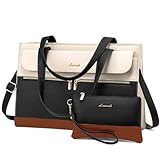 LOVEVOOK Laptop Handtasche Damen, 15,6 Zoll Laptoptasche Shopper Tasche Damen 2 in 1 Umhängetasche, PU Leder Aktentasche Schultertasche, Wasserdicht Tote Bag Arbeitstasche für Arbeit Büro Schule