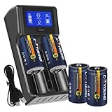 Akku C Batterie Wiederaufladbar 4er Pack 1,5 Volt Lithium 6000mWh mit Universal Akkuladegerät Batterien für Alle Batterien