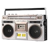 MBCEYLSTUB Retro-Kassettenlautsprecher, Tragbarer Hi-Fi-AM/FM-Radio-Bluetooth-Player-Recorder, Konvertierung Von Kassetten Auf USB/SD