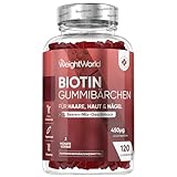 Biotin Gummibärchen - Vitamin B7 (D-Biotin) mit 450 μg - 120 Gummies - Mit Vitamin C & E, Selen, Jod, Vitamin A, B9, B6, B12, B5-2 Monate Vorrat - 2 pro Kapseln - Beeren Mix Geschmack - WeightWorld