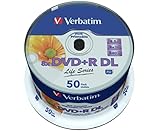 Verbatim DVD+R Double Layer Inkjet Printable Life Series 8.5GB, 50er Spindel, DVD Rohlinge bedruckbar, 8-fache Brenngeschwindigkeit & Hardcoat Scratch Guard, DVD-R printable, DVD leer