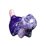 Katzenfigur, geschnitzte Katzenskulptur, kleine handgefertigte Kunst, schwimmende Lackierung, Holz-Sammler-Ornament für Bücherregal, Nachttisch, Esstisch, Zuhause und Büro, Lila