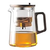 GLAS-Teekessel - Teekanne für die Wassertrennung, hitzebeständiger Borosilikat-Kocher, Infuser in transparent | Abnehmbarer Topf für die Zubereitung von losen Blättern Pres