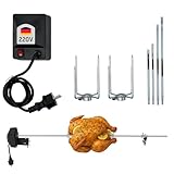 Nexgrill Edelstahl Grill-Drehspieß Set mit Motor bis zu 111cm, Elektrischer Grillspieß inkl. Fleischgabeln, Rotisserie Gasgrill BBQ Grilldrehspiess