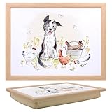 The Leonardo Collection Paper Shed Collie & Hens Knietablett | Sitzsack-Tablett für Mahlzeiten | Stilvolles Lebensmitteltablett für Abendessen oder Frühstück | Ideal für Zuhause Komfort