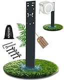 Schlauchbox Halterung zur Bodenmontage – Kompatibel mit GARDENA® Schlauchboxen & Gartenschlauch Trommeln – Wetterfester Ständer, Halter – pulverbeschichtet Anthrazit (RAL7016) – SPLYZER®