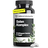 natural elements Selen Komplex – 365 Tabletten mit je 200µg – Komplex aus Natriumselenit und Selenmethionin – vegan, hochdosiert, ohne unnötige Zusätze – in Deutschland produziert & laborgeprüft