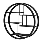 Schwebendes Wandregal – rundes Holz- und Eisen-Regal, für Heimbüro, wandmontierte Aufbewahrungslösung