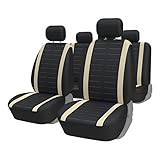 TOYOUN Universelle Auto Sitzbezüge Kompletter Satz - Sitzbezügesets Autositzbezüge Set für 5 Sitzer - Schonbezüge/Sitzschoner Sitzbezüge Auto vordersitze Rücksitz, Beige