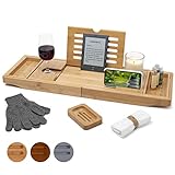 Temple Spring Badewannenablage, Badewannenablage Holz für badewannen zubehör, Badewannenbrett, Badewannentablett zur badewanne zubehör, Bambus tablett, badezimmermöbel für badaccessories -Naturholz