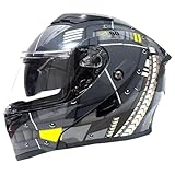 Motorradhelm Klapphelm Integralhelm ECEDOT-Zertifizierung Scooter Motorrad Helm Rollerhelm Klapphelm Sturzhelm Mit Doppelvisier Motocrosshelme Damen Herren Erwachsene 8,XXL:63-64CM