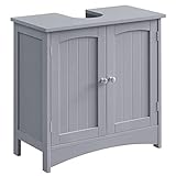 VASAGLE Waschbeckenunterschrank, Unterschrank, Badezimmerschrank, 30 x 60 x 60 cm, 2 Türen, Badschrank, höhenverstellbare Ablage, mystisches Grau BBC001P36