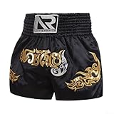 MMA Shorts für Training und Kickboxen, Unisex-Box-Shorts, MMA, Muay Thai-Trainingshose mit Kordelzug für Kampfsport, blau/rot/rosa/weiß/schwarz (Schwarz, M)