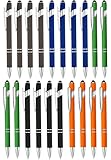 Mehrfarbiger Kugelschreiber 2-in-1 mit Stylus-Spitze, einziehbarer Kugelschreiber, Metall-Stylus-Eingabestift für Touchscreens, schwarze Tinte, 20 Stück
