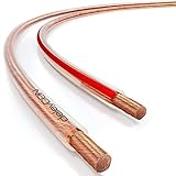 deleyCON 10m Lautsprecherkabel 2x 2,5 mm² - reines Kupfer - OFC Speaker Cable Kabel - Audio Boxenkabel für HiFi Lautsprecher & Surround - Polaritätskennzeichnung - Transparent