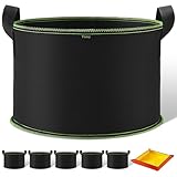 Vinitoy 5X 60L Pflanzsäcke mit Pflanzmatte, AtmungsaktivBeutel Pflanzsack mit Griffe für Kartoffeln, Tomaten, Stofftopf mit 100cm x 100cm Umtopfmatte für Balkon Terrasse Gewächshaus & Garten