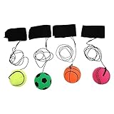 INOOMP 4 Stück Fluoreszierender Hüpfball Armband Kugel Sport Handgelenk Bälle Ballspielzeug Bälle Kugelspielzeug Handgelenk elastischer Ball Rücklaufbälle mit Handschlaufe Gummi
