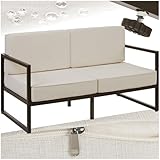 tectake® Garten Lounge Sofa 2 Sitzer, Couch, Gartenmöbel, Balkonmöbel, Terrassenmöbel, Wintergarten Lounge Möbel Outdoor, Gartenbank wetterfest, Sitzbank mit Lehne, Gartenlounge - 2 Sitzplätze