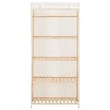 Eleganz Kleiderschrank Weiß 79 x 40 x 170 cm Stoff - Schrank aus massivem Tannenholz für Schlafzimmer, nachhaltig & stabil - Platzsparend & langlebig