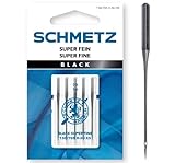 SCHMETZ Nähmaschinennadeln | 5 Black Super-Fein-Nadeln | 130/705 H-SU XS | Nadeldicke 70/10 | Schlanke Nadel mit Antihaftbeschichtung für schonende Verarbeitung empfindlicher, feiner Stoffe