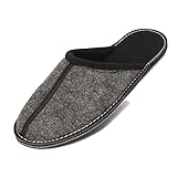 BeComfy Herren Filzpantoffeln Hausschuhe Pantoffel Filz Filzsohle Sehr Leicht Grau Schwarz 40 41 42 43 44 45 46 EU (Grau-Schwarz, EU Schuhgrößensystem, Erwachsene, Numerisch, M, 43)