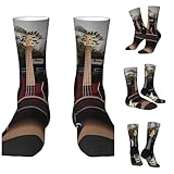 OUSIKA Socken für Herren, Sport, Laufen, Wadensocken, atmungsaktiv, Crew-Socken für Damen, für Gitarre, Bass, Musikinstrumente, 2, Schwarz, 32 EU, Einheitsgröße